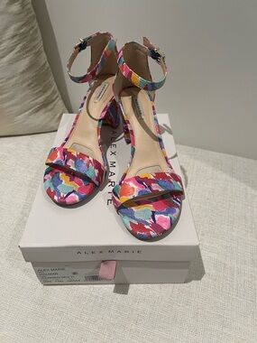 Alex Marie Pink Multicolor Ankle-Strap Block Heels